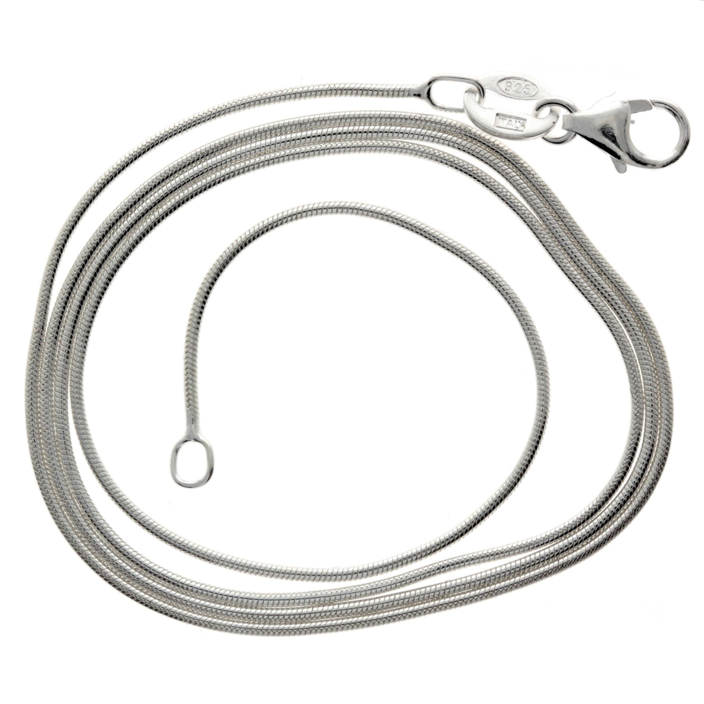 SilverAmber Jewellery - Wholesale Link & Chain Necklace - Made in Italy - 925 Sterling Silver Delicate Classic Round Snake Chain - GCH0104