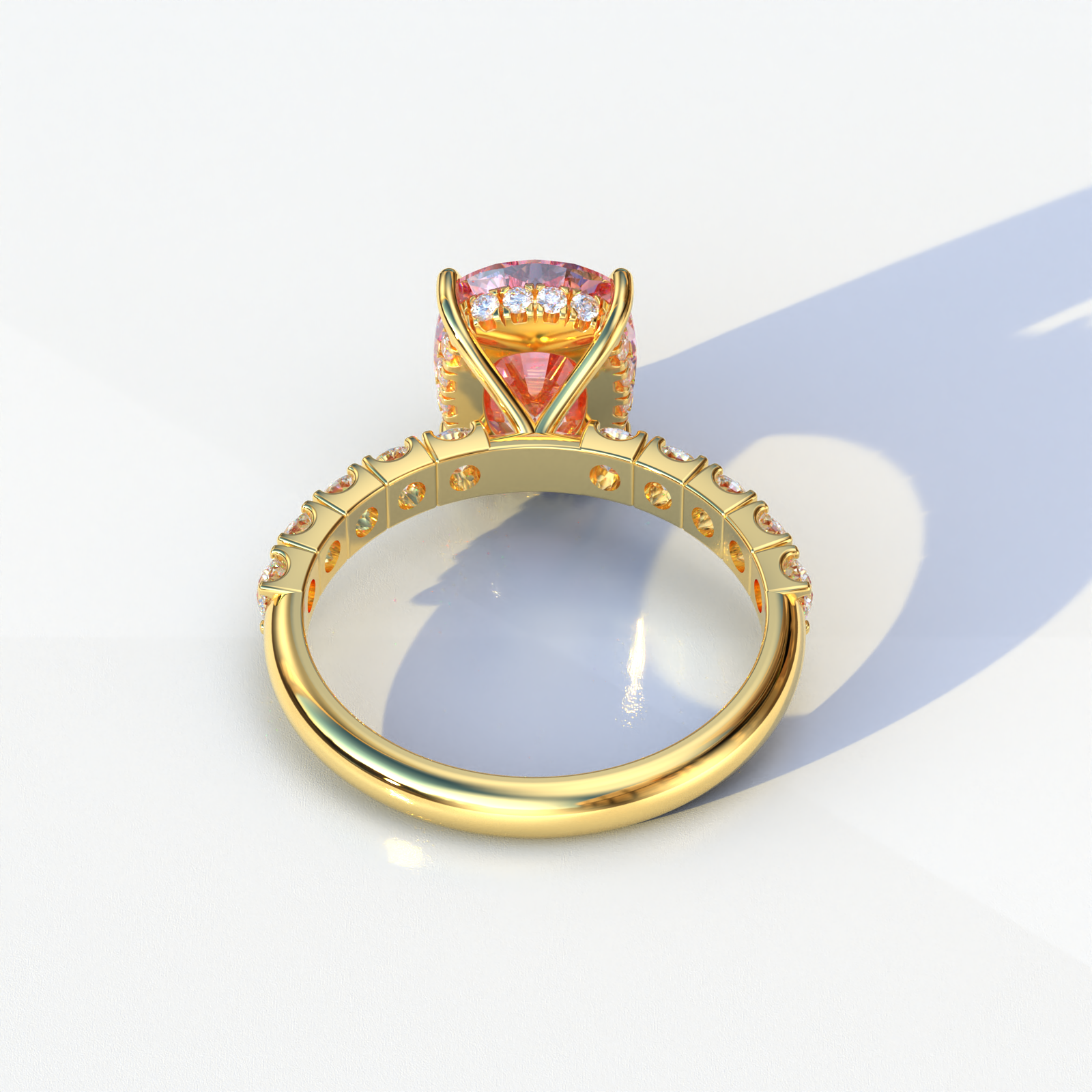 Mohana Jewels - Luxury - Vendita all'ingrosso Anelli di fidanzamento - Anello con diamante da laboratorio taglio ovale rosa da 2 carati con halo nascosto e montatura pavé - Resa8