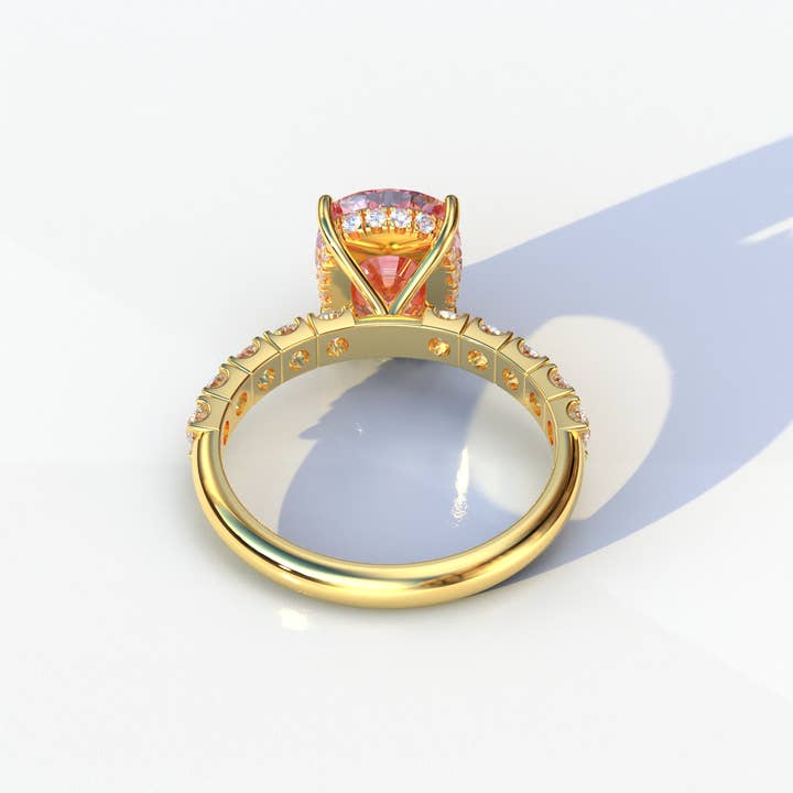 Mohana Jewels - Luxury - Vendita all'ingrosso Anelli di fidanzamento - Anello con diamante da laboratorio taglio ovale rosa da 2 carati con halo nascosto e montatura pavé - Resa8