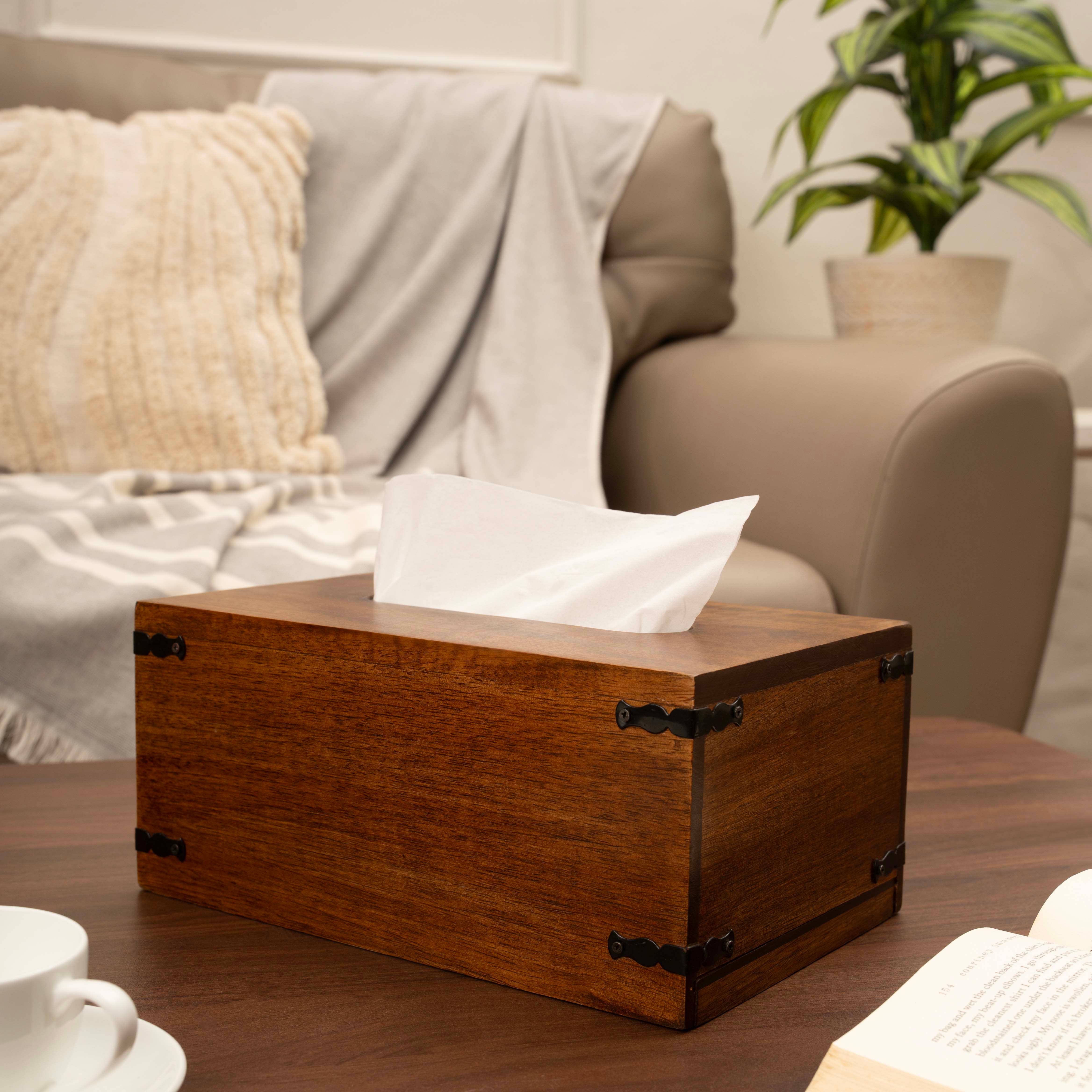 LuxeDesigns Co LLC - Wholesale Tissue Box - Rustic Natural Mango Wood Tissue Dispenser - Rectangle10