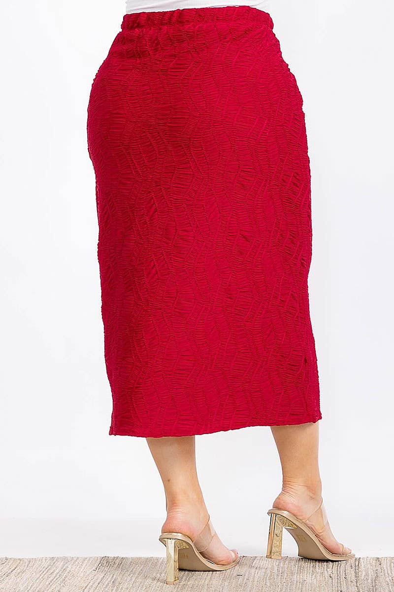 ROUSSEAU – Engroshandel Nederdel - Dame – MAKSINEDERDEL MED ELASTISK TALJE OG RYNKEDETALJER3