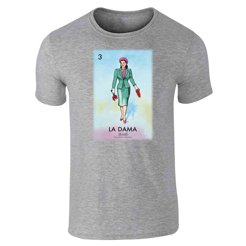 Pop Threads - Venta al por mayor Camiseta serigrafiada - Unisex - Tarjeta de bingo mexicano unisex La Dama para mujer Lady Loteria9