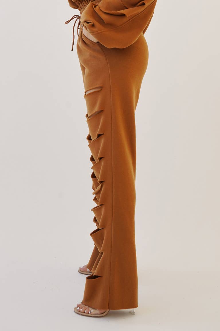 No Vacancy - Wholesale Pants - Women's - Cut out legs fleece straight pants13