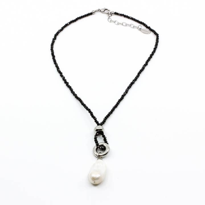 Sparkling Chunky Pearl Halsband Svart for wholesale by 7East