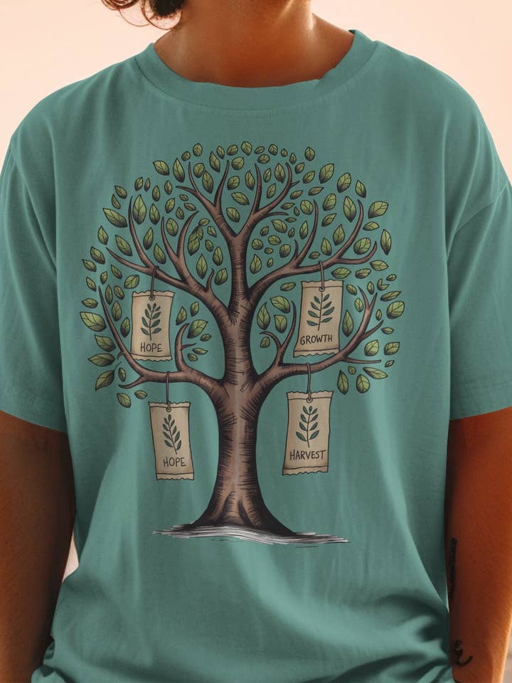 Soil Comforts - Wholesale Screen Printed T-Shirt - Unisex - Inspirational Tree with Hope and Growth T-Shirts