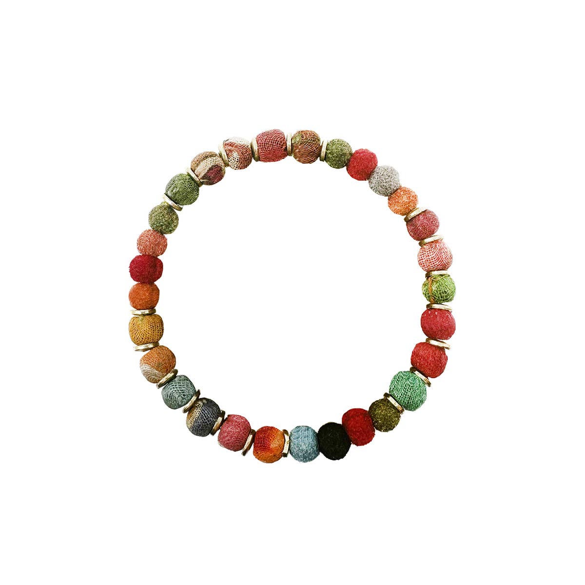 WorldFinds - Wholesale Beaded Bracelet - Kantha Pom Pom Bracelet3