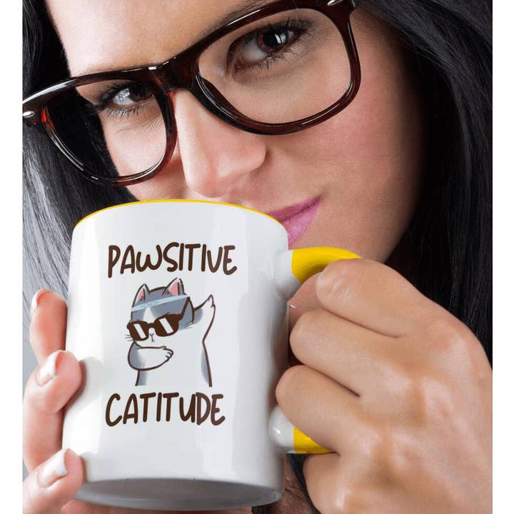 3dRose - Wholesale Coffee Mug - 3dRose, Pawsitive Catitude Cool Cat Lover, Mug1