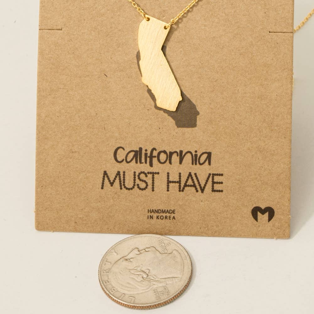 Fame Accessories - Wholesale Pendant/Charm Necklace - Gold Dipped California State Pendant Necklace1