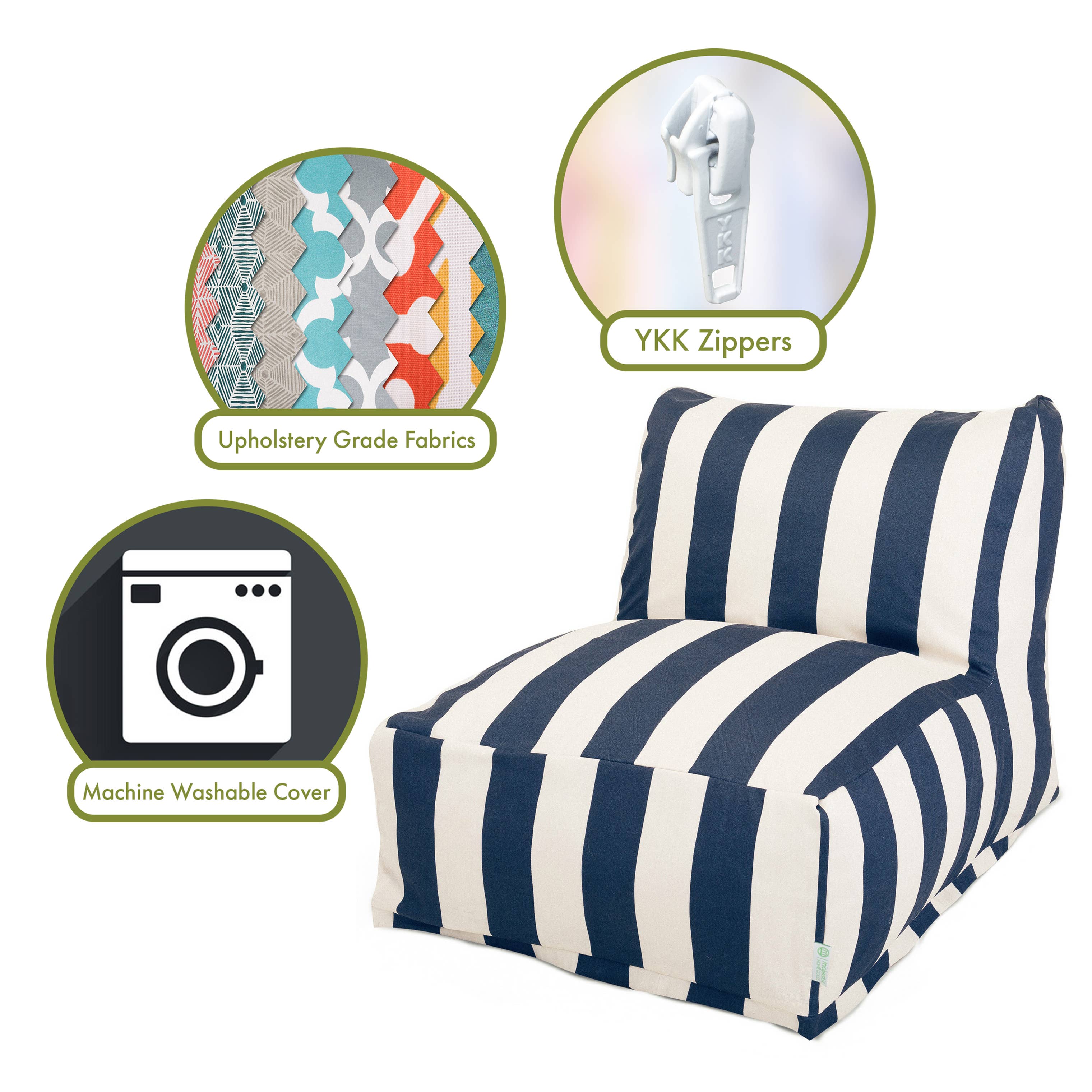 Majestic Home Goods – wholesale Chair – Majestic Home Goods Navy Vertical Stripe Chair Lounger2