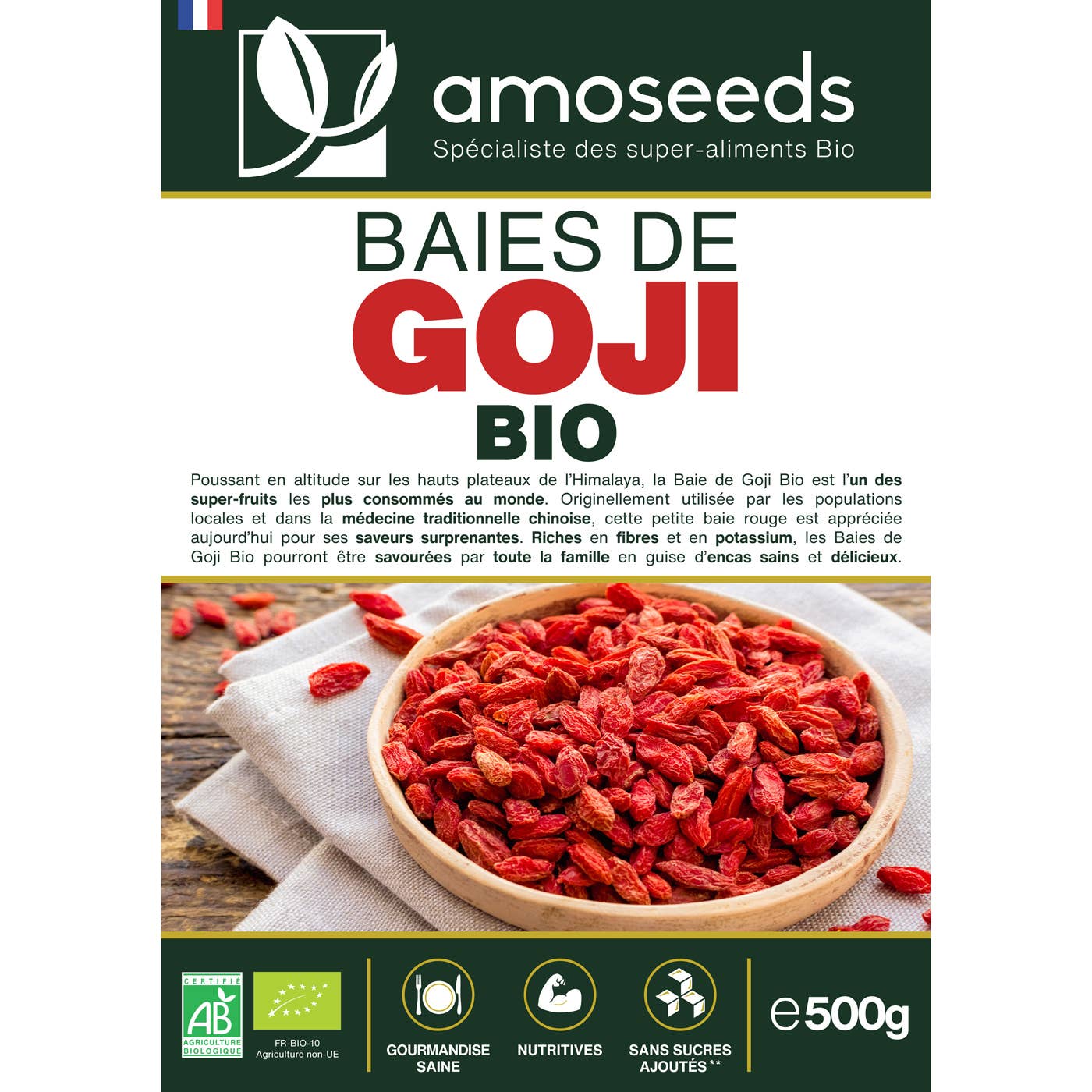Amoseeds - Wholesale Dried/Dehydrated Fruit - Organic Goji Berries 500G3