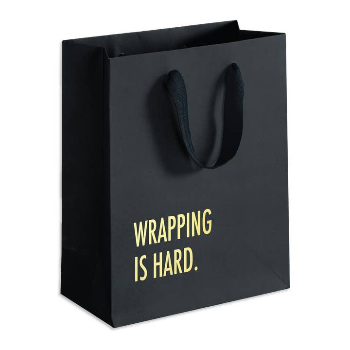 Wrapping is Hard Gift Bag (Black) for wholesale by Pretty Alright Goods