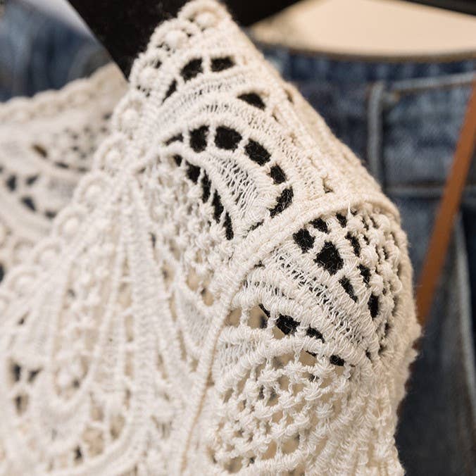 HIDDENBRAND - Wholesale T-Shirt - Women's - Bohemia Crochet Lace bell flare sleeve tee top cover up