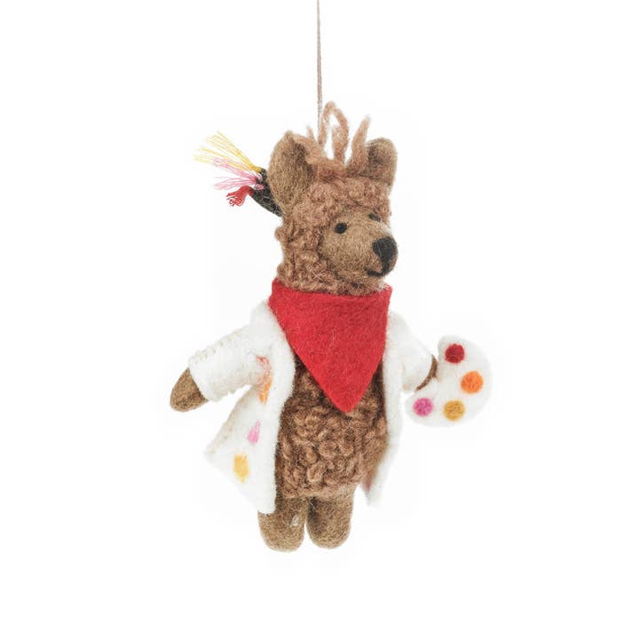 Handmade Felt Artist Alpaca Hanging Decoration for wholesale by Felt So Good