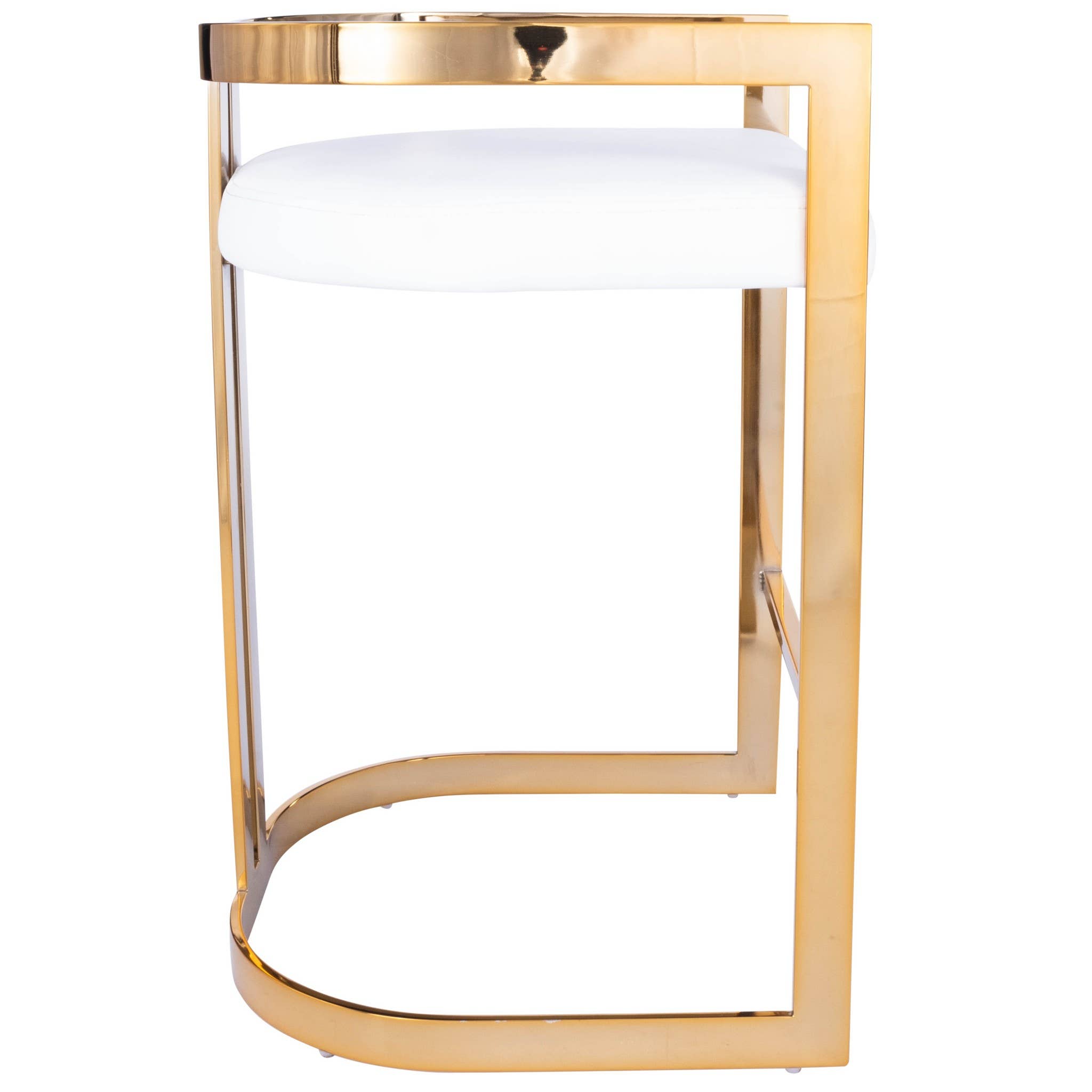 HomeRoots - Wholesale Stool - Gold and White Faux Leather Counter Stool1