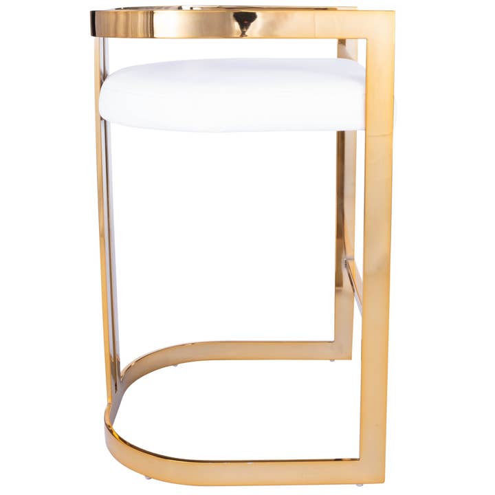 HomeRoots – wholesale Stool – Gold and White Faux Leather Counter Stool1