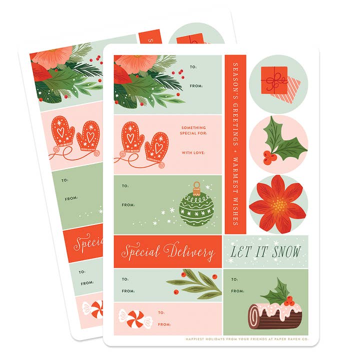 Holiday Gifting Stickers for wholesale by Paper Raven Co.