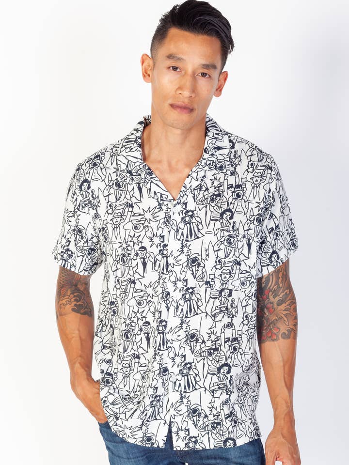 HVID/SORT Paparazzi Camp Skjorte for engroshandel på Faire1