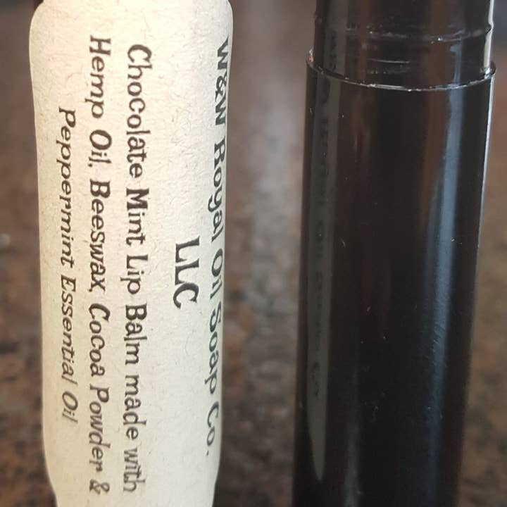 Chocolate Mint lip Balm for wholesale by W&W Royal Oil Soap Co llc