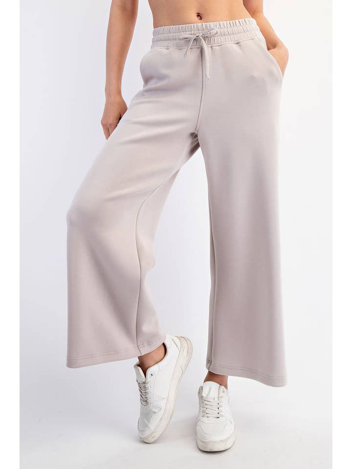 Peace Love Line - Wholesale Pants - Women's - PL9595 - MODAL SCUBA CROPPED WIDE PANT22