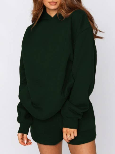 Rosa Clothing - Wholesale Lounge Set - Women's - basic loose hoodie & drawstring short 2 piece set10