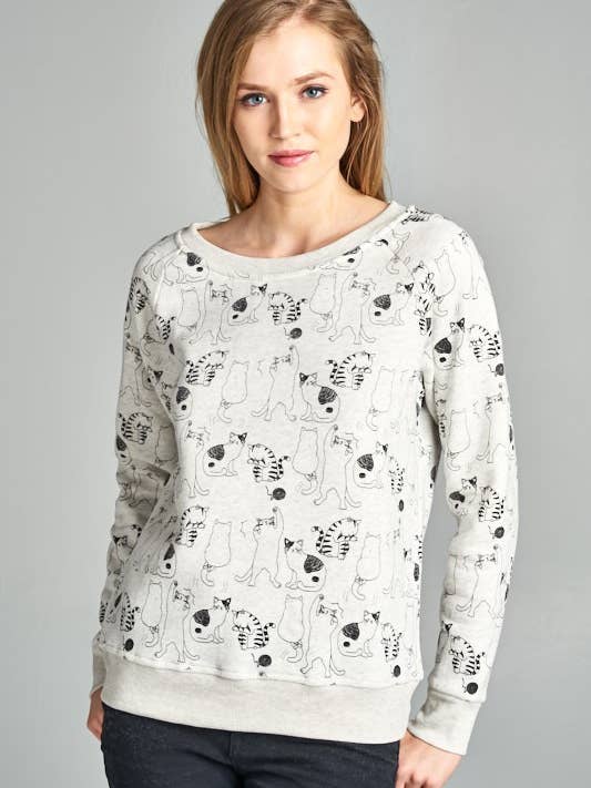 Felpa Plus Size con stampa Dancing Cat per la vendita all'ingrosso da parte di LA Soul