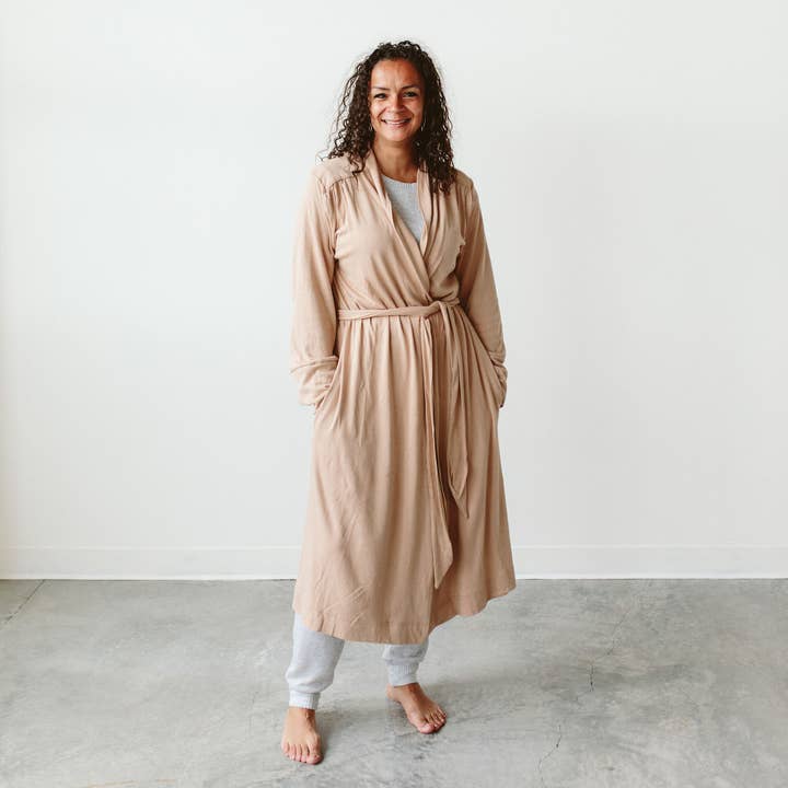 goumikids - Wholesale Robe - Women's - Viscose Bamboo + Organic Cotton Womens Robe - Sandstone