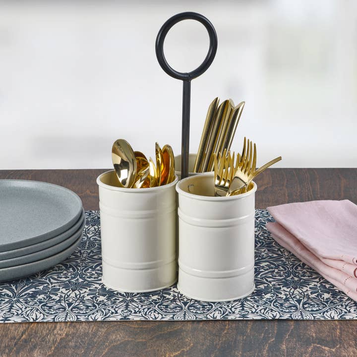 Porta tazze rotondo in ferro bianco per la vendita all'ingrosso da parte di Lifetime Brands Silverwarehouse