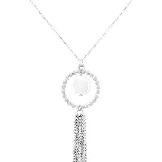 Ketting - Slv Pearl Disc In Circle voor wholesale door Flirt Jewelry