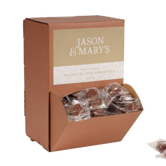 Bite Sized Milk Peanut Butter Smoothies for wholesale by Coblentz Chocolate Company