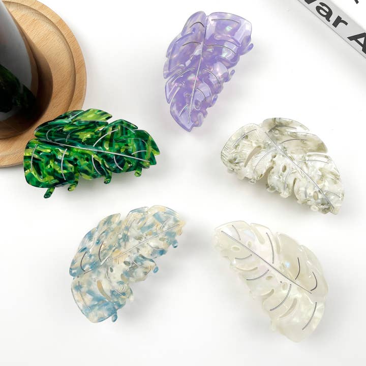 Hårlokke med bladdesign i acetat for engroshandel hos TheDivaSoap