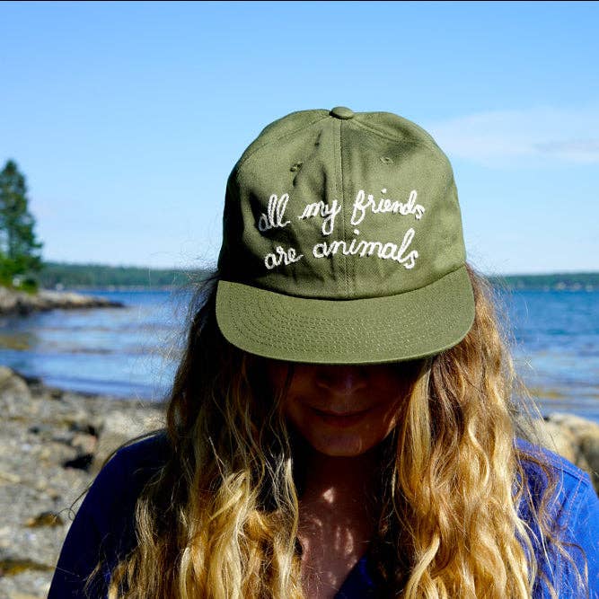 all my friends are animals® Chain-Stitch Olive Cap for wholesale by all my friends are animals®
