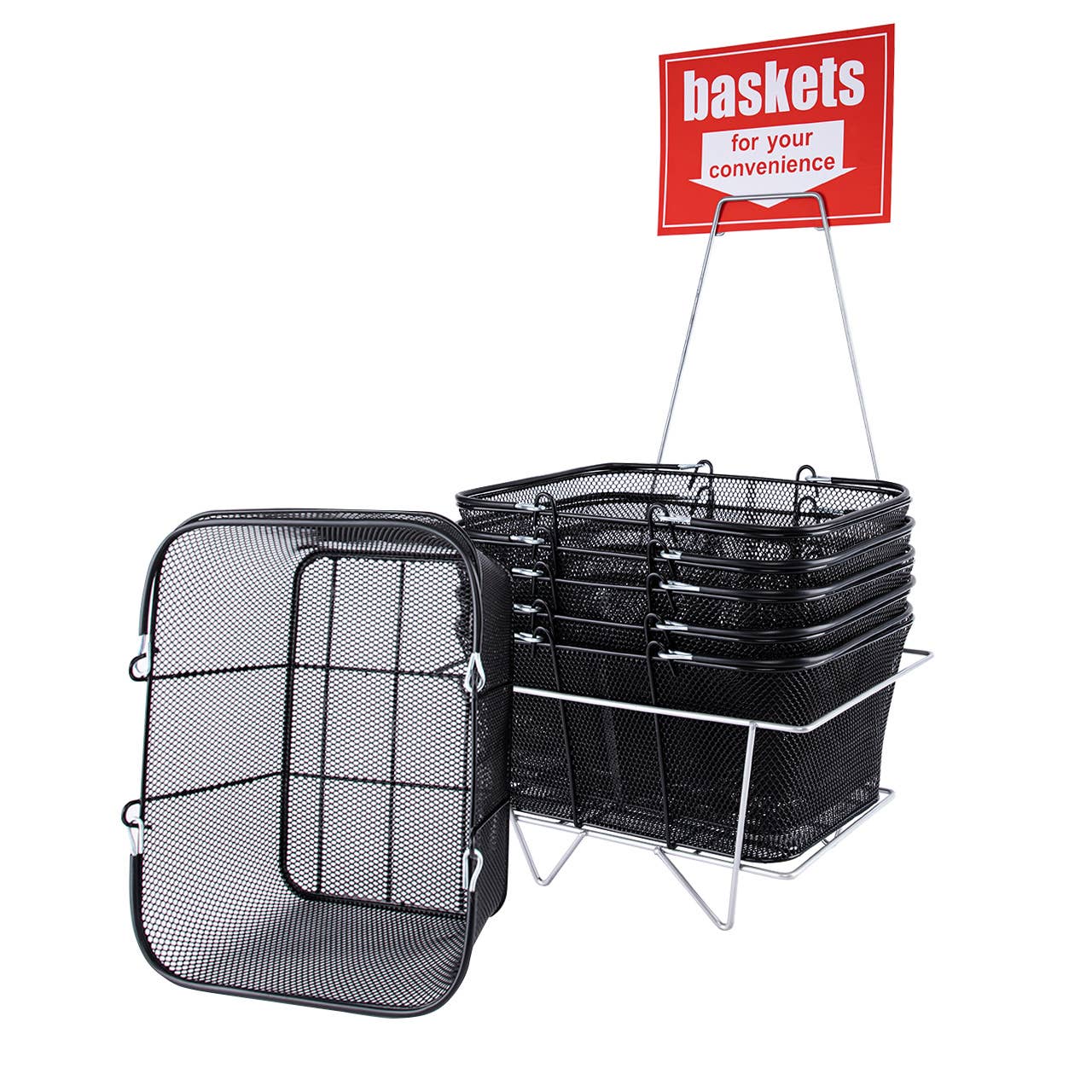 Store Supply Warehouse - Wholesale Shopping Cart - Black Metal Shopping Basket Set - 12 Baskets7