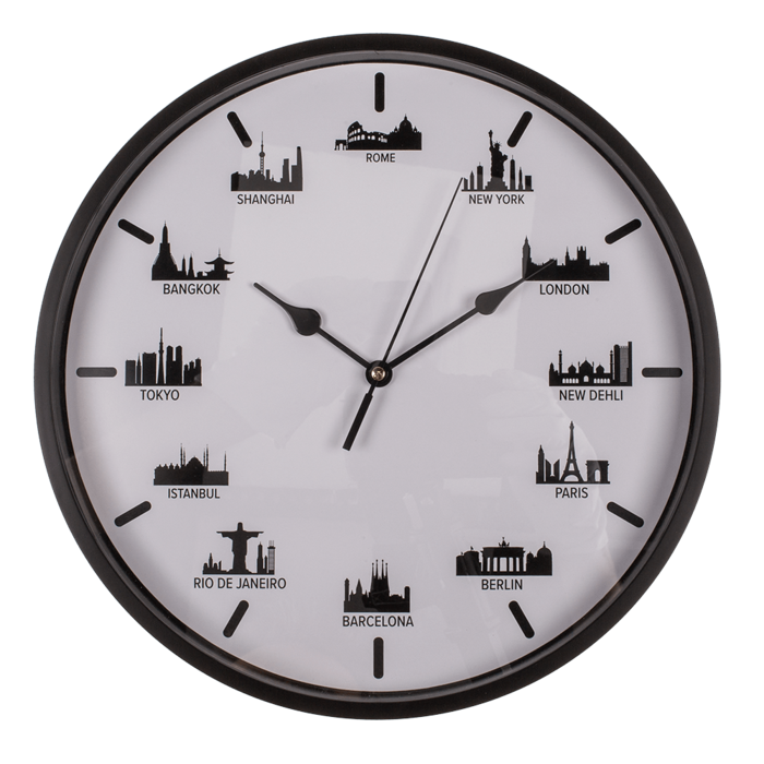 Out of the blue KG - Vente Horloges murales - Horloge murale Skylines, 30 x 30 x 3,8 cm1