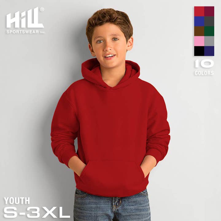 Kid's Premium Pullover Hoodie Fleece Heavyweight Sweatshirt for wholesale by Hill Sports