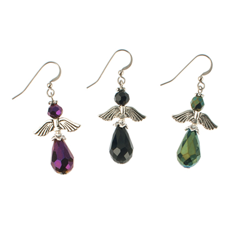 KJK Jewelry Inc. - Wholesale Dangle Earrings - Christmas Angel Wings With Faceted Crystal Earring0