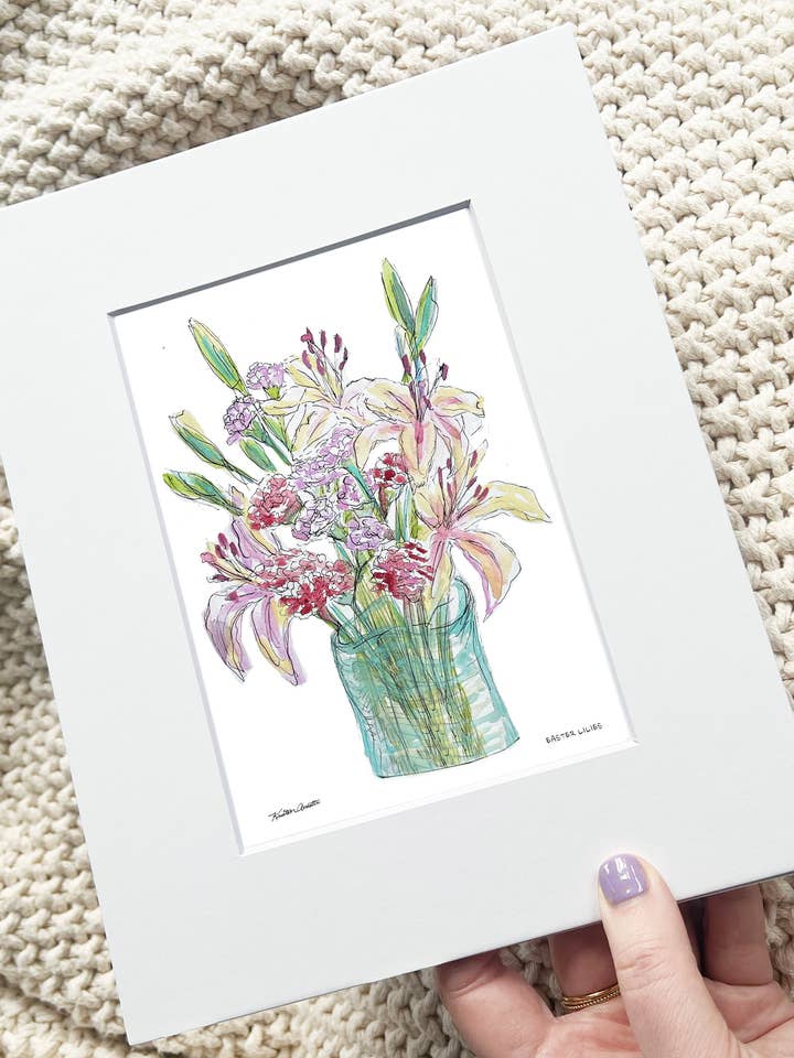 Lys (Impression d'art en aquarelle) pour la vente par Sunset Studios Boston: Neighborhood Watercolors