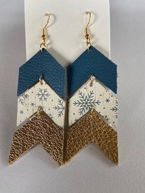 Winter Themed 3 Tiered Chevron Earrings for wholesale by K Leather Designs