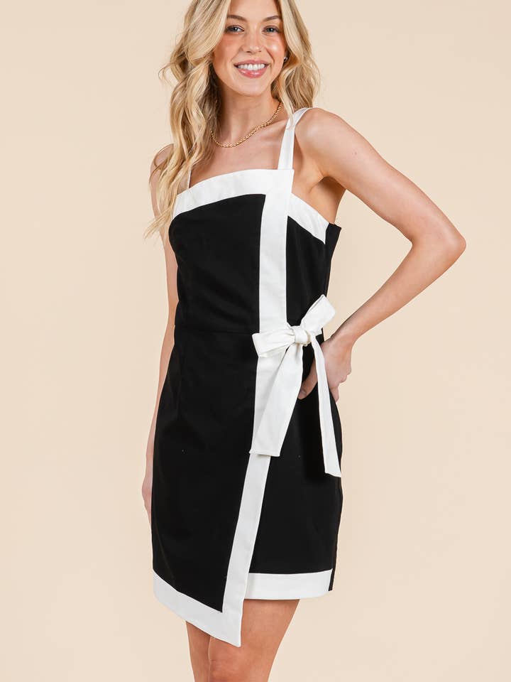 Contrast detailed the waist bodycon dress for wholesale by BABY PINK