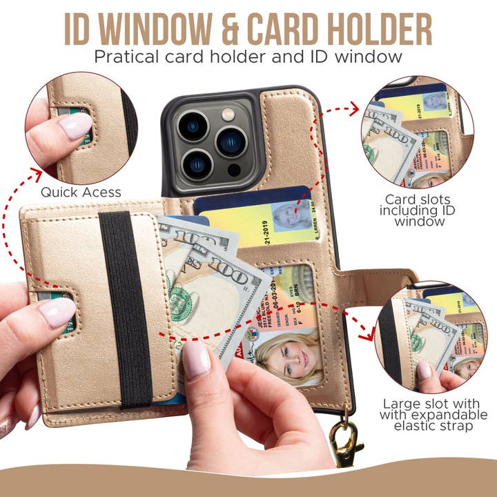 Claasico - Vente Étui portefeuille pour téléphone – femme - Étui portefeuille en similicuir pour téléphone iPhone 13 à porter en bandoulière avec emplacements cartes13