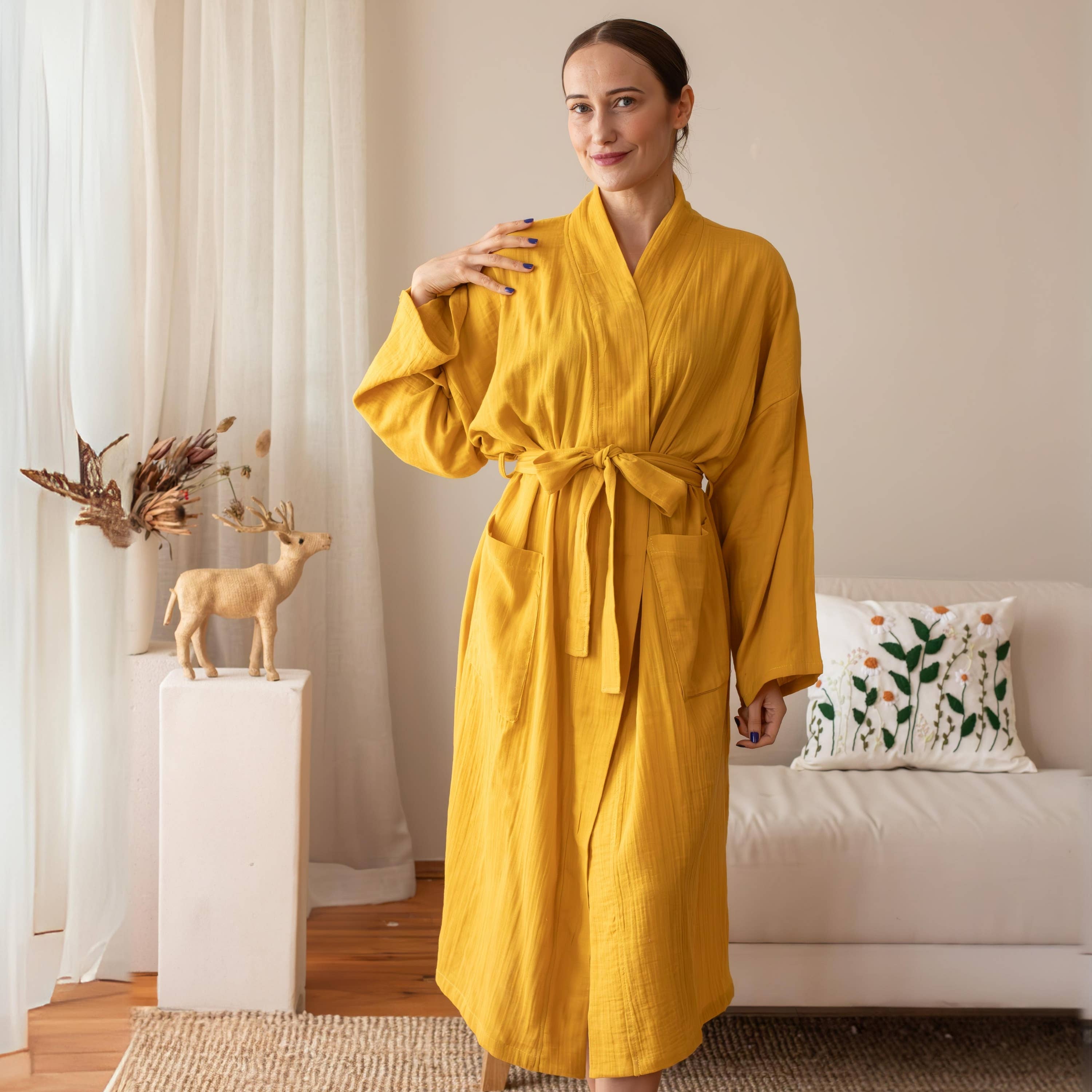 Vivamaison – Großhandel Bademantel – Unisex – Luxuriöser 2-lagiger Musselin-Bademantel aus natürlicher Baumwolle für Spa-Komfort1