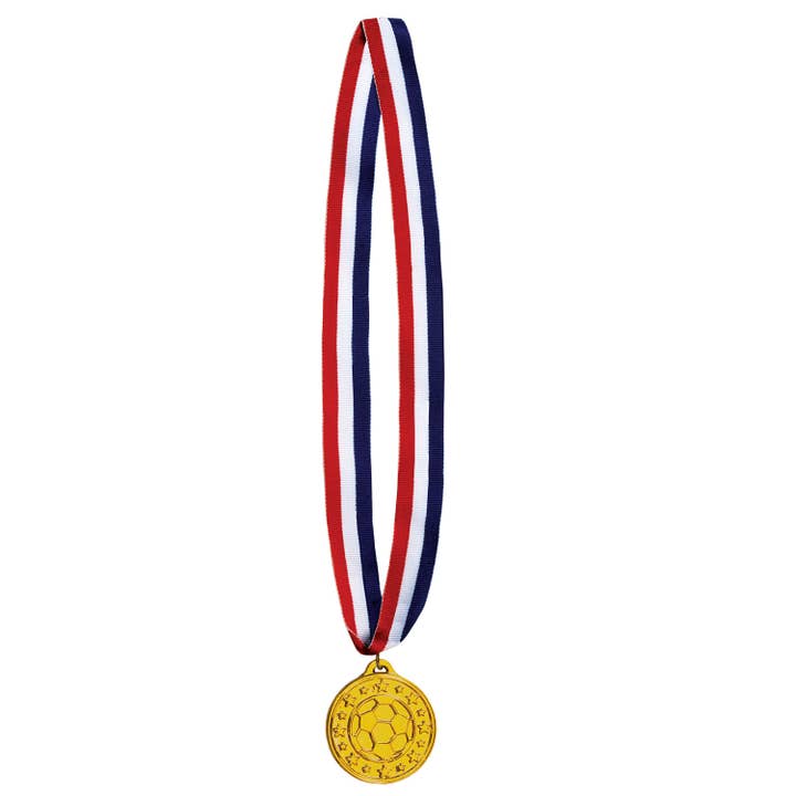 Beistle - Wholesale Halskettinghanger - Voetbalmedaille met lint, 76 cm met 5 cm medaille