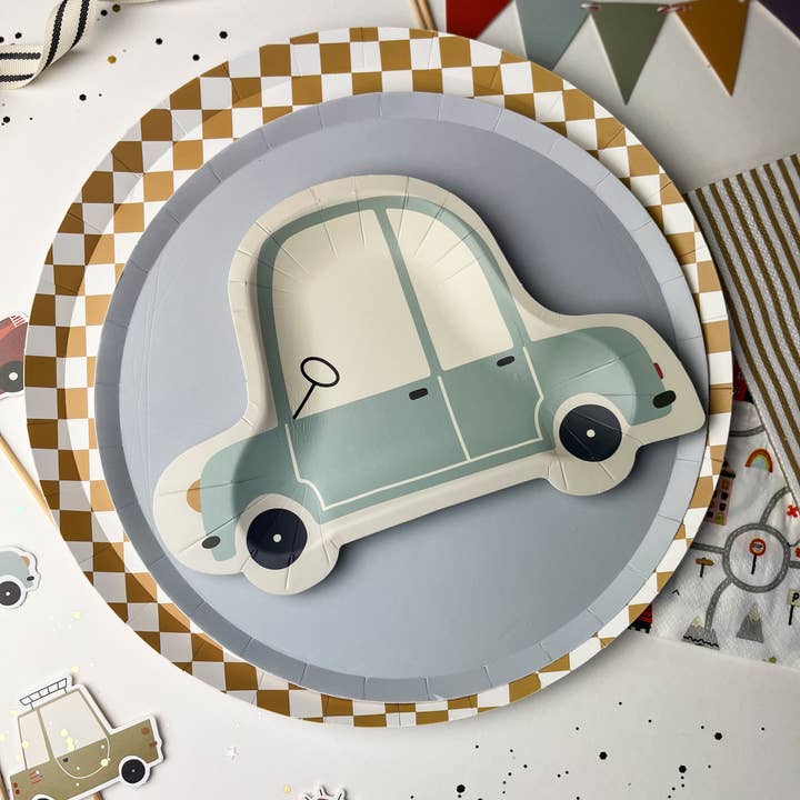 Josi James - Wholesale Disposable Plate - Checkered Gold Matte Plate, XL (Set of 8)4