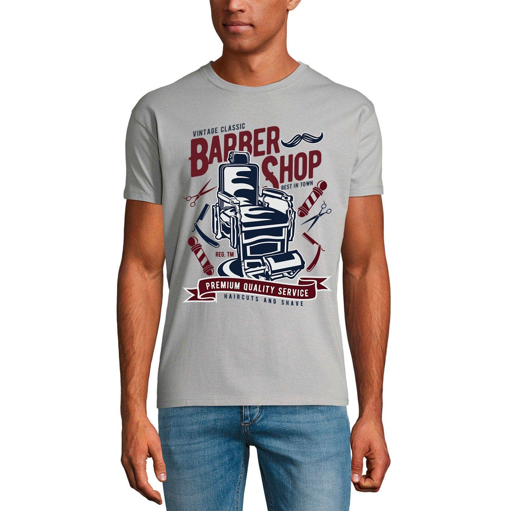 Grijze mergel ULTRABASIC heren T-shirt met vintage barber shop ontwerp - casual shirt voor groothandel op Faire0