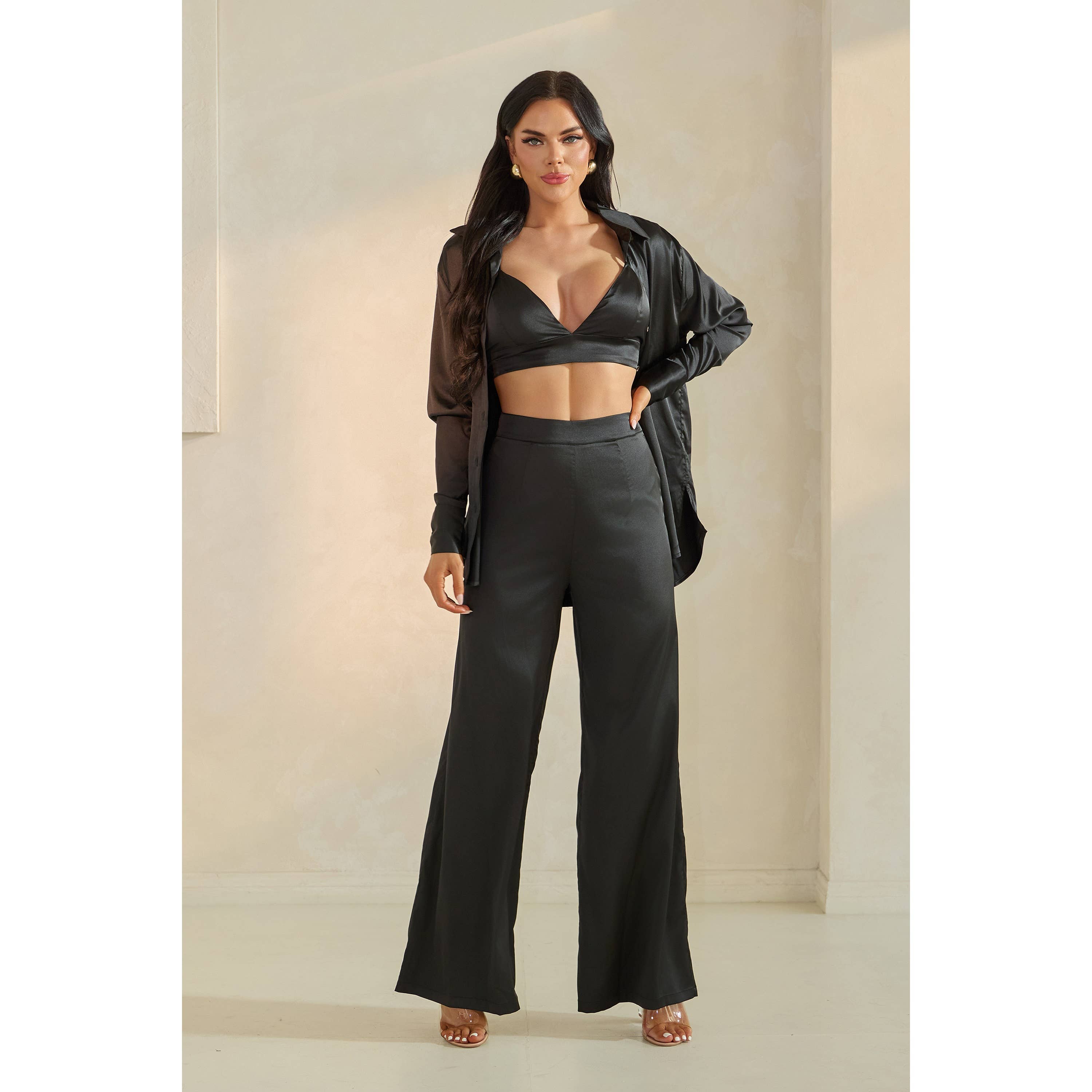 The Sang - Wholesale Top & Pant Set (NOT Loungewear) - Women's - SATIN THREE PIECE PANTS SET18