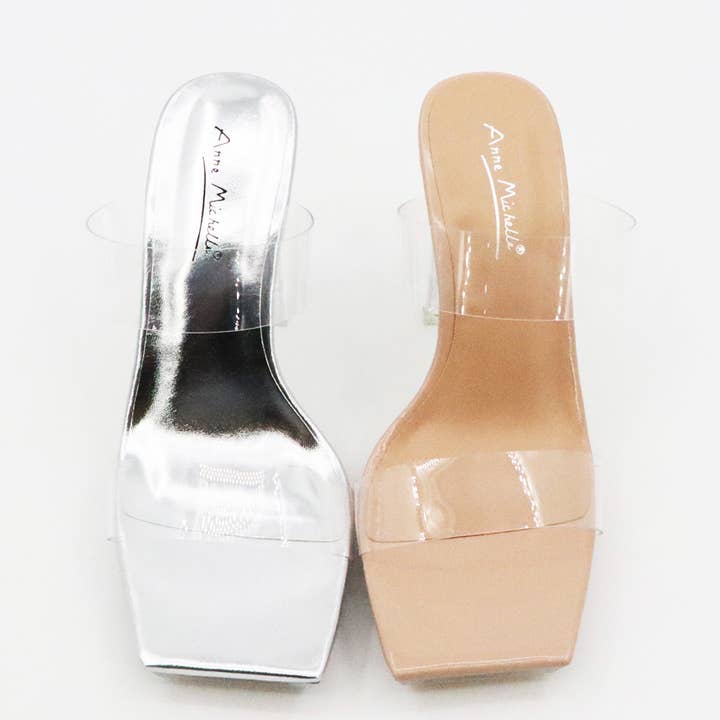 Mars Sky Shoes Wholesale - Wholesale High Heels - Women's - Anne Michelle JUMPSTART-02 Lucite Heel Clear Strap Sandals