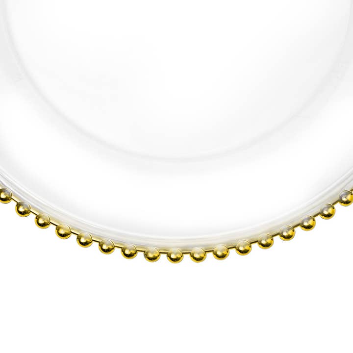 Portofino International Trading, USA - Wholesale Charger Plate - Beaded Rim Plastic Charger Plate 12½" - Gold2