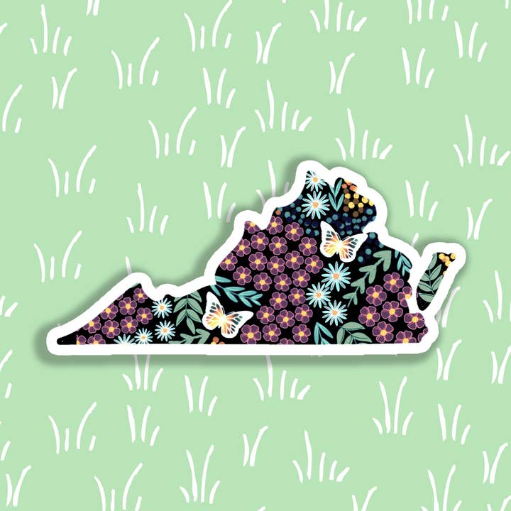 Virginia Floral State Sticker voor wholesale door Eve's Art Shop