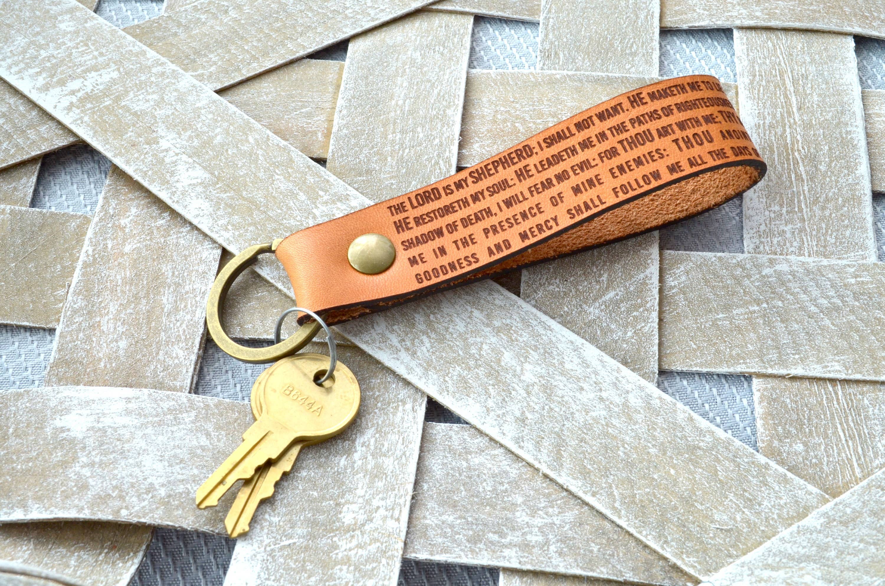 New Market Farmhouse - Wholesale Keychain - Unisex - Psalms 23 Leather Keychain5