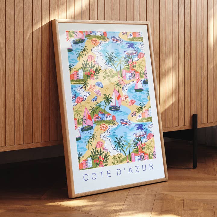 Stampa artistica Cote d'Azur per la vendita all'ingrosso da parte di Laura Barnes Wholesale Ltd