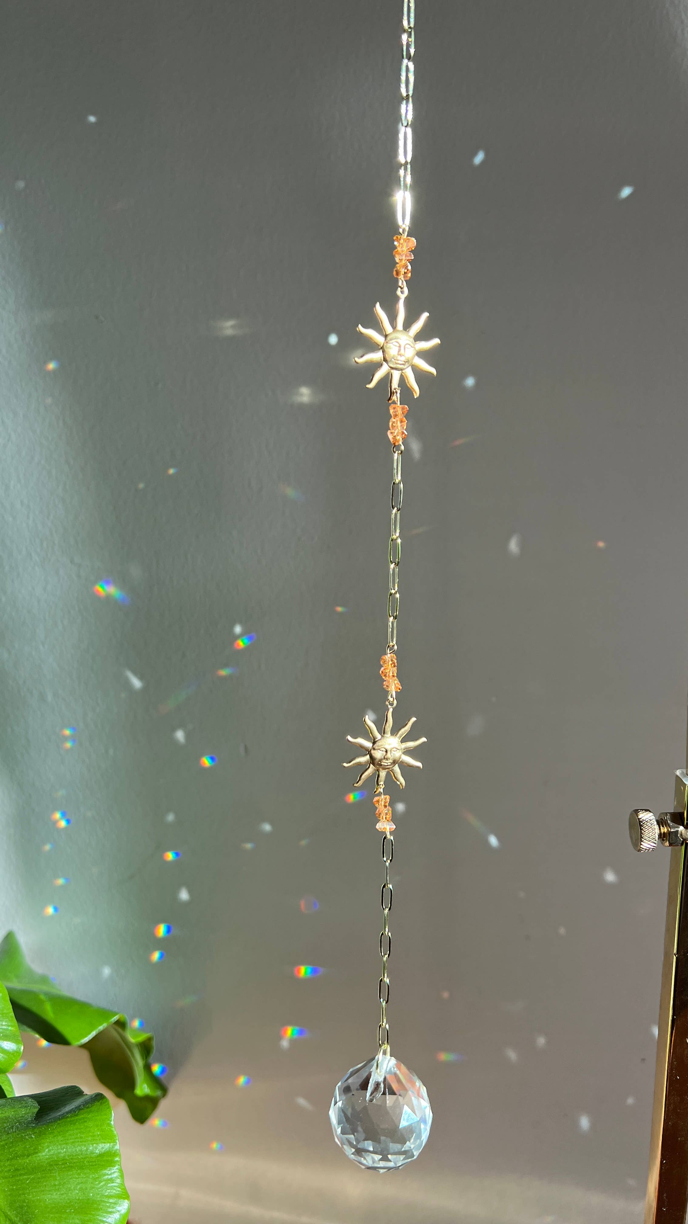 Ombra & Luce - Vendita all'ingrosso Acchiappasole - Doppi Sole Suncatcher con Perle di Vetro Ambra Tagliate, Celestiale5